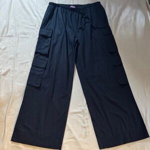 Edikted Women's Dark Blue Cargo Pants Size L, 100% Linen, Like New!